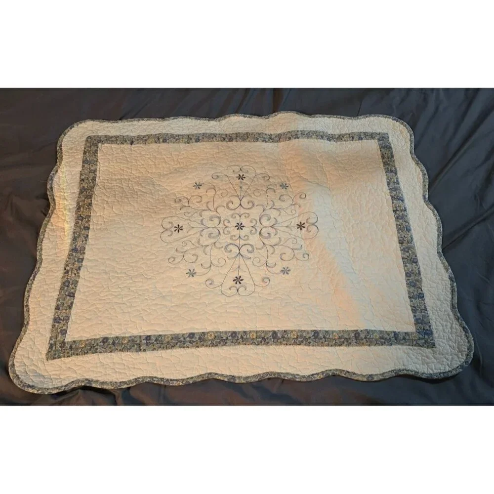 Retro Grannycore Quilted Embroidered Pillowcase